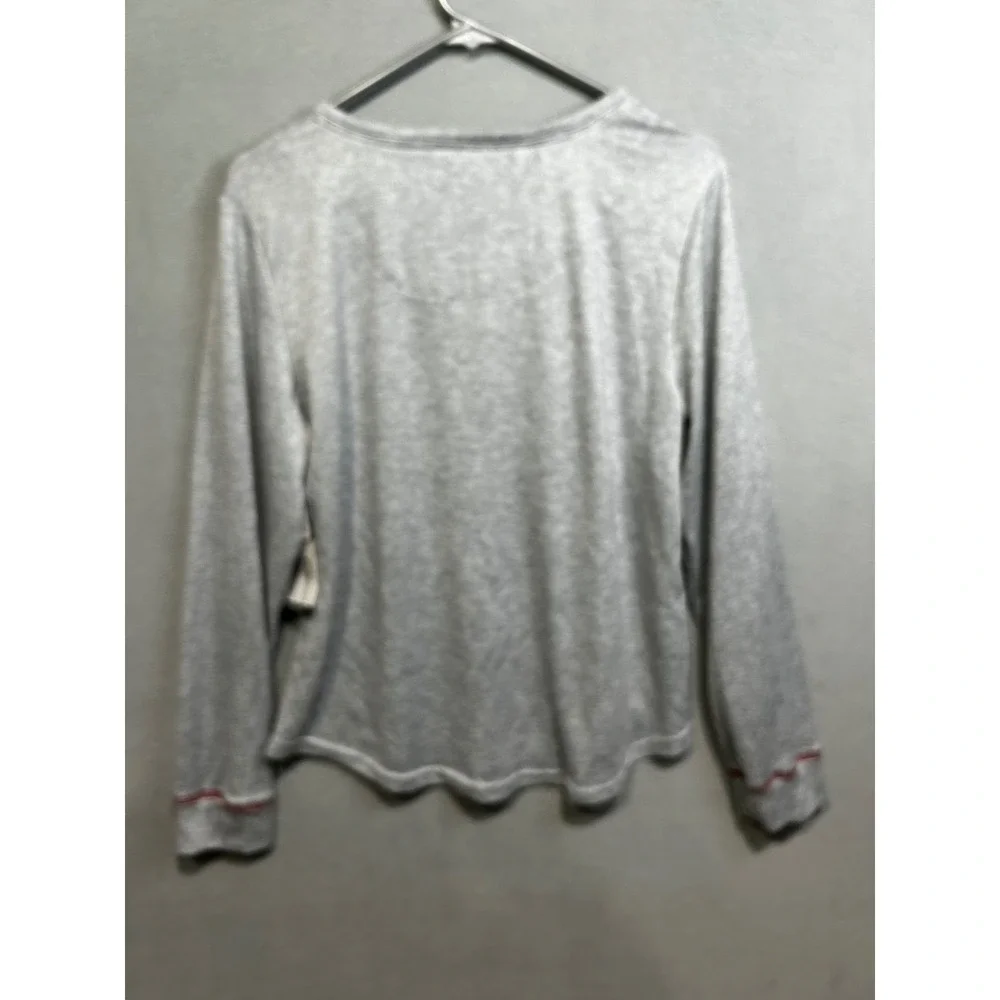 Laura Ashley Womens Gray Snowman Cardinal Long Sleeve Pajama‎ Top Shirt Large